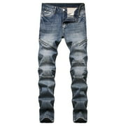TKYCMSUAKI Mens Big and Tall Stretch Jeans Plus Size Embroidery Skinny Jeans for Men Trendy Straight Leg Comfort Flex Waist Cargo Denim Pants
